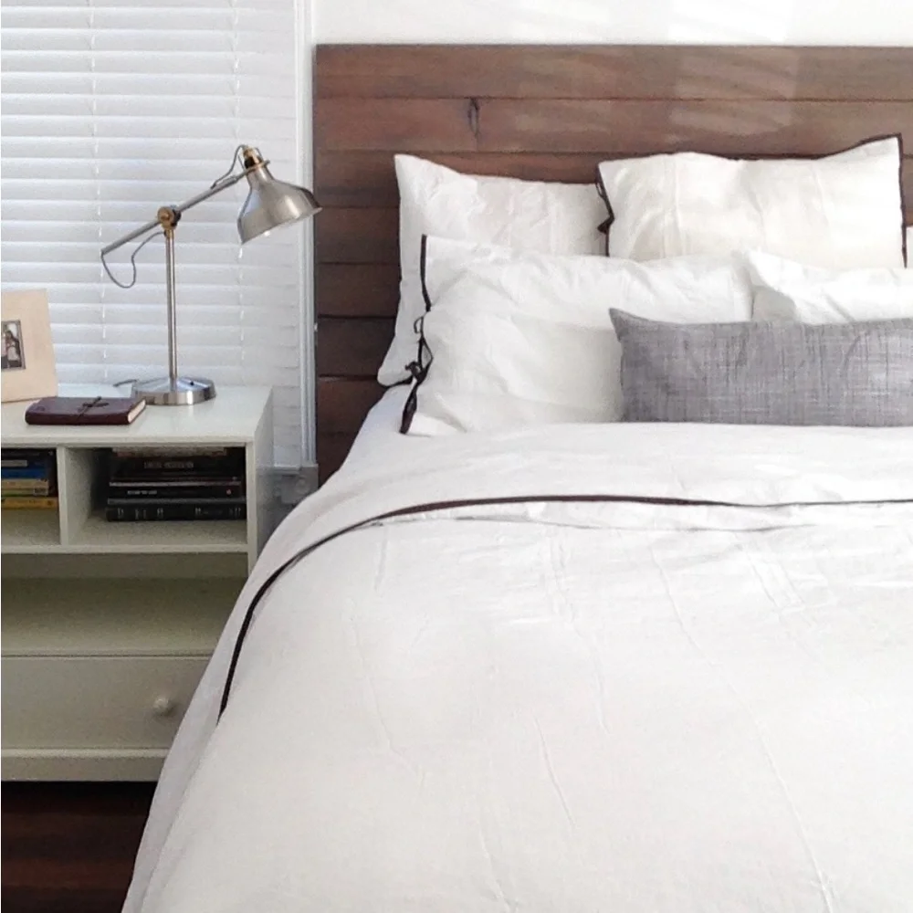 West Elm European Flax Linen contrast Edge Duvet Cover & Shams